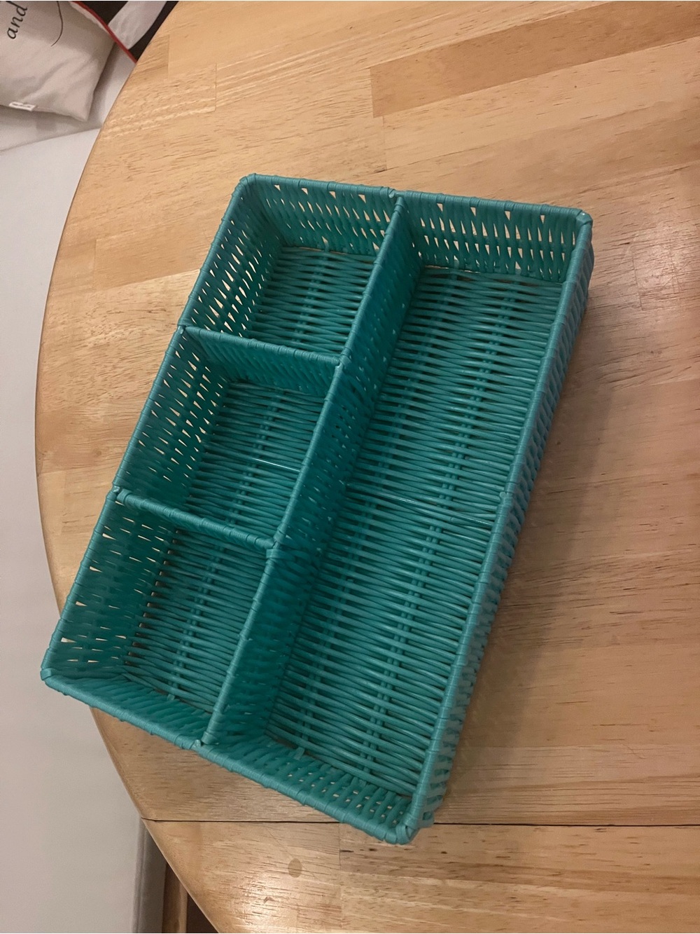 Teal Woven Organizer Basket - 4-Compartment